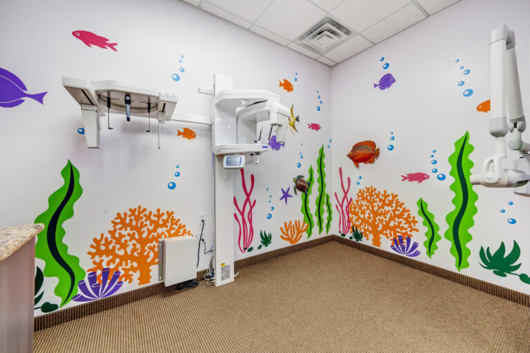 fun prints in pediatric dental examination room - Smart Pediatric Dentistry, Utah